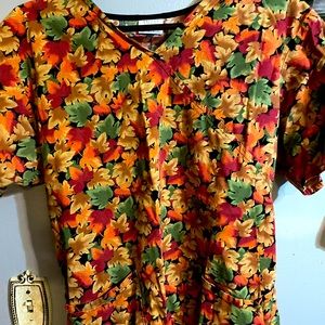 Used Fall scrub top. Size L two pocket, tie in back.
